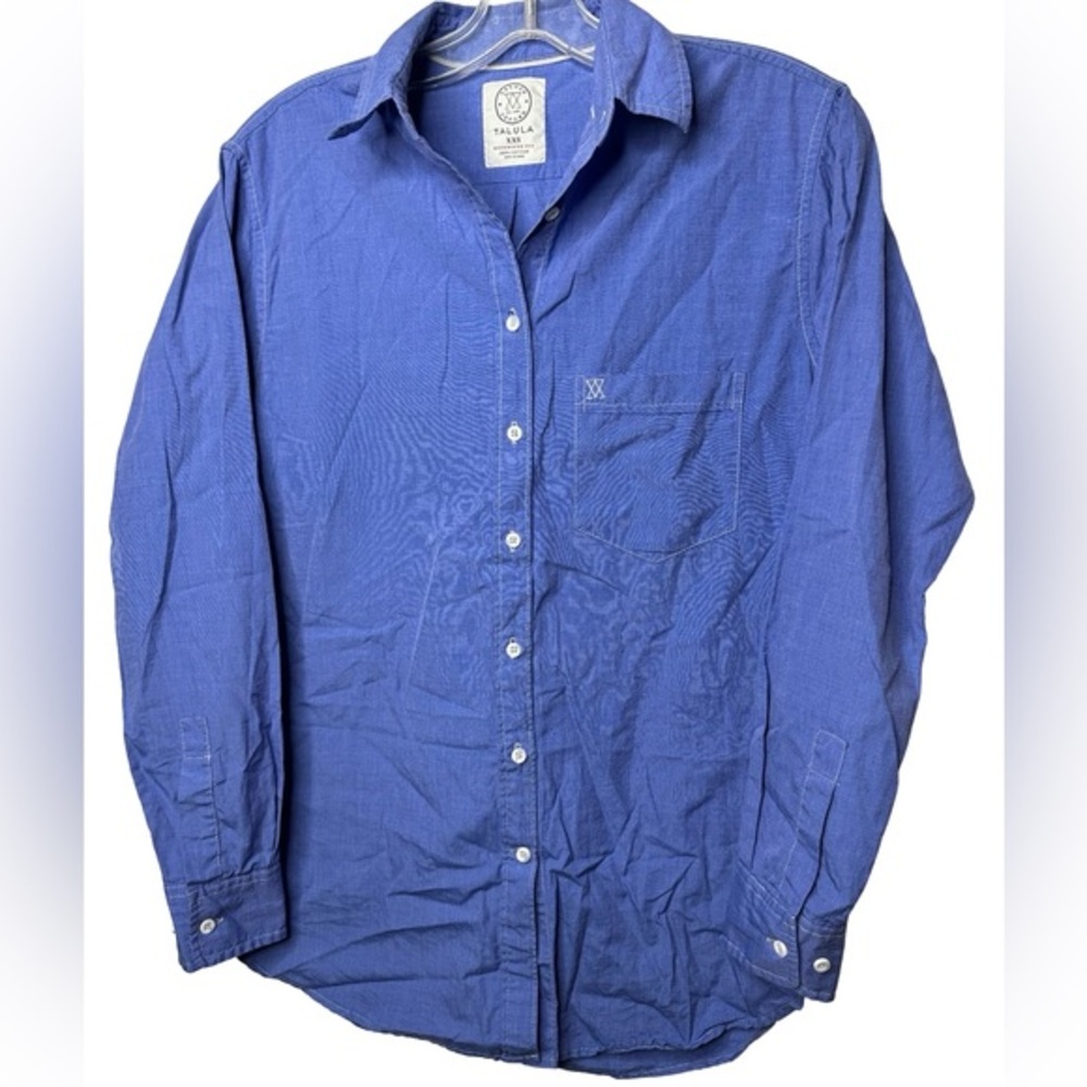 Talula Oxford Boyfriend Fit Button-Up Shirt – Blue XXS